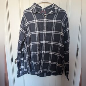 UNTUCKIT Linen Button Up Shirt Mens XLarge Blue Plaid